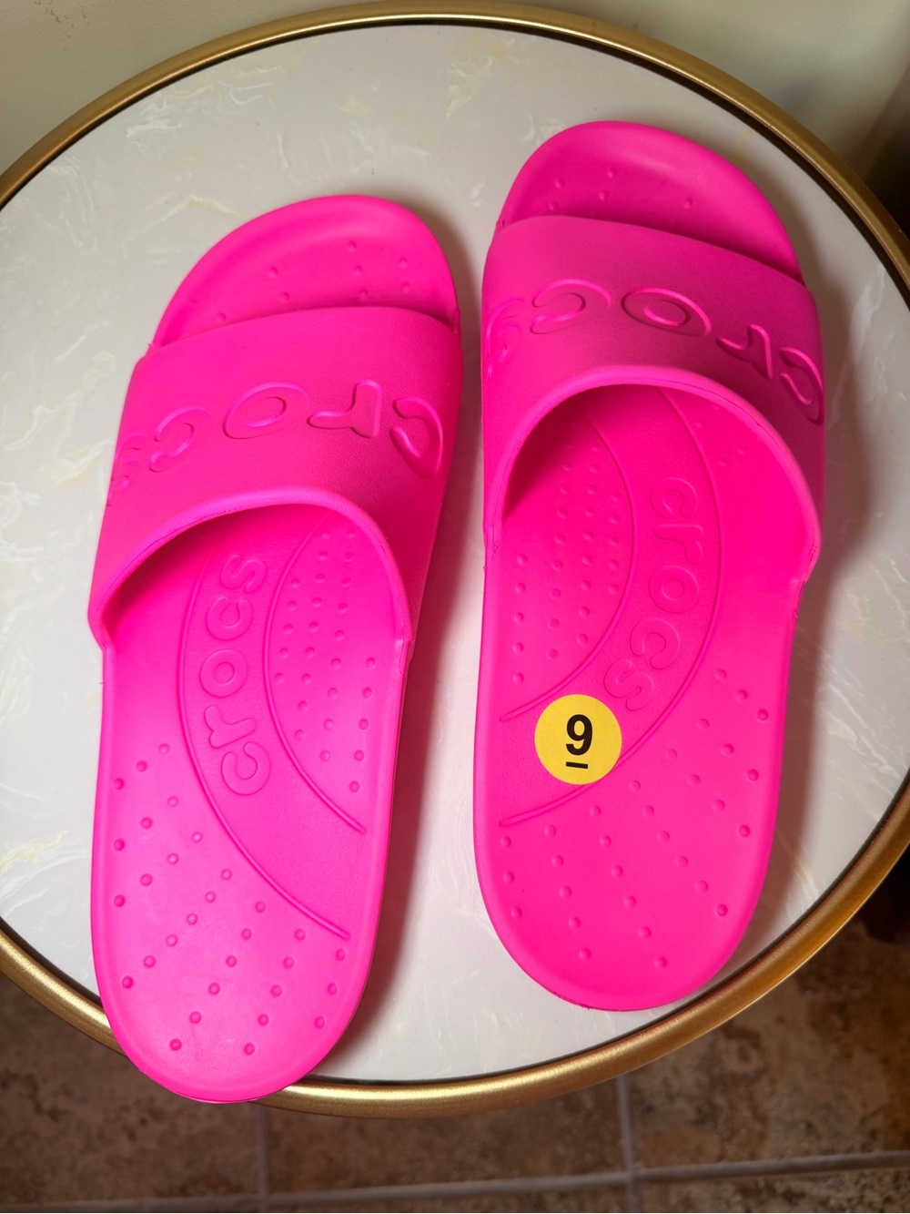 CROCS Kids Slide Sandals in Bright Hot Pink